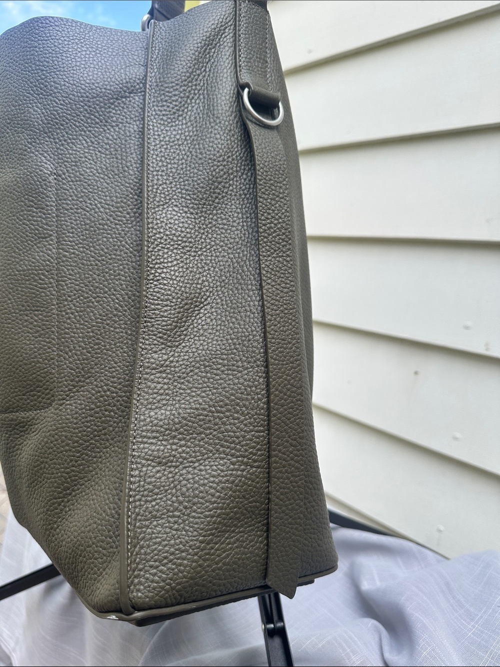 All Saints Textured Olive Green Pebbled Leather Shoulder Bag - Picture 5 of 10